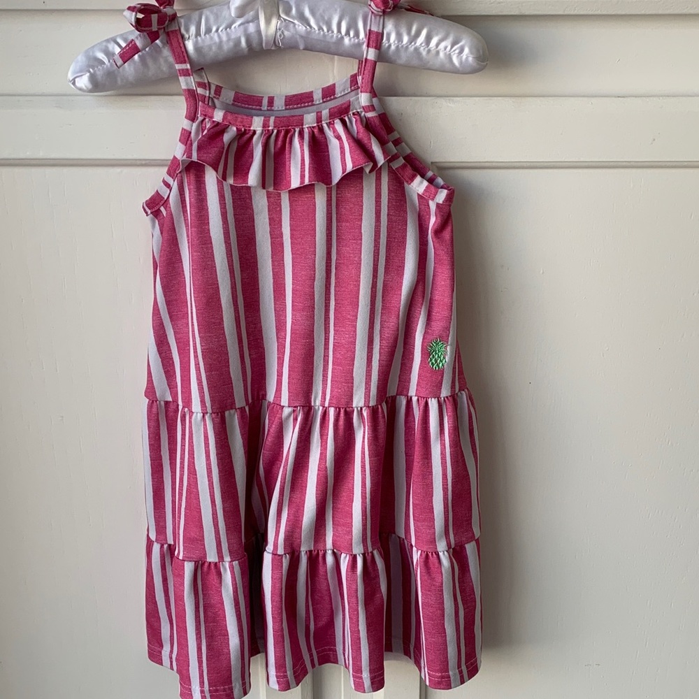 Tommy Bahama Pink & White Striped Ruffle Tiered Dress - Picture 6 of 8